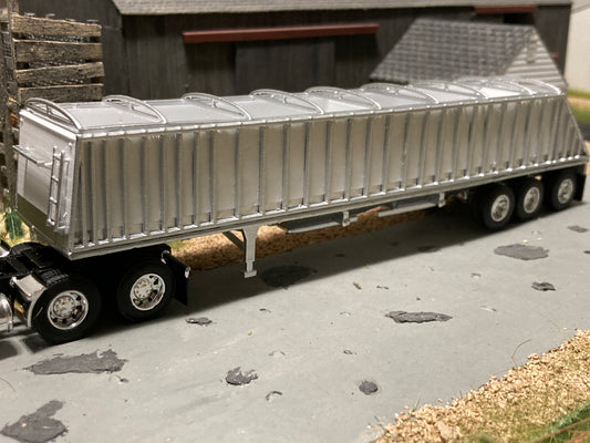 1/64 3 Axle 2 Hopper Grain Trailer White/Silver for Semi Trucks